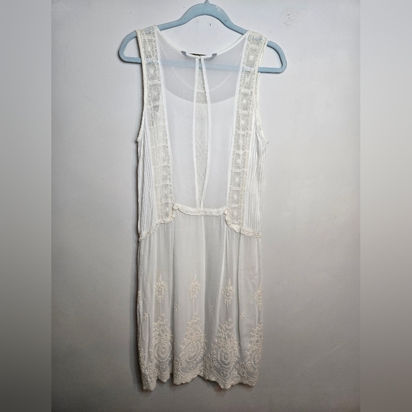 Elegant Whitish Cream Embroidered Dress - Picture 3 of 11